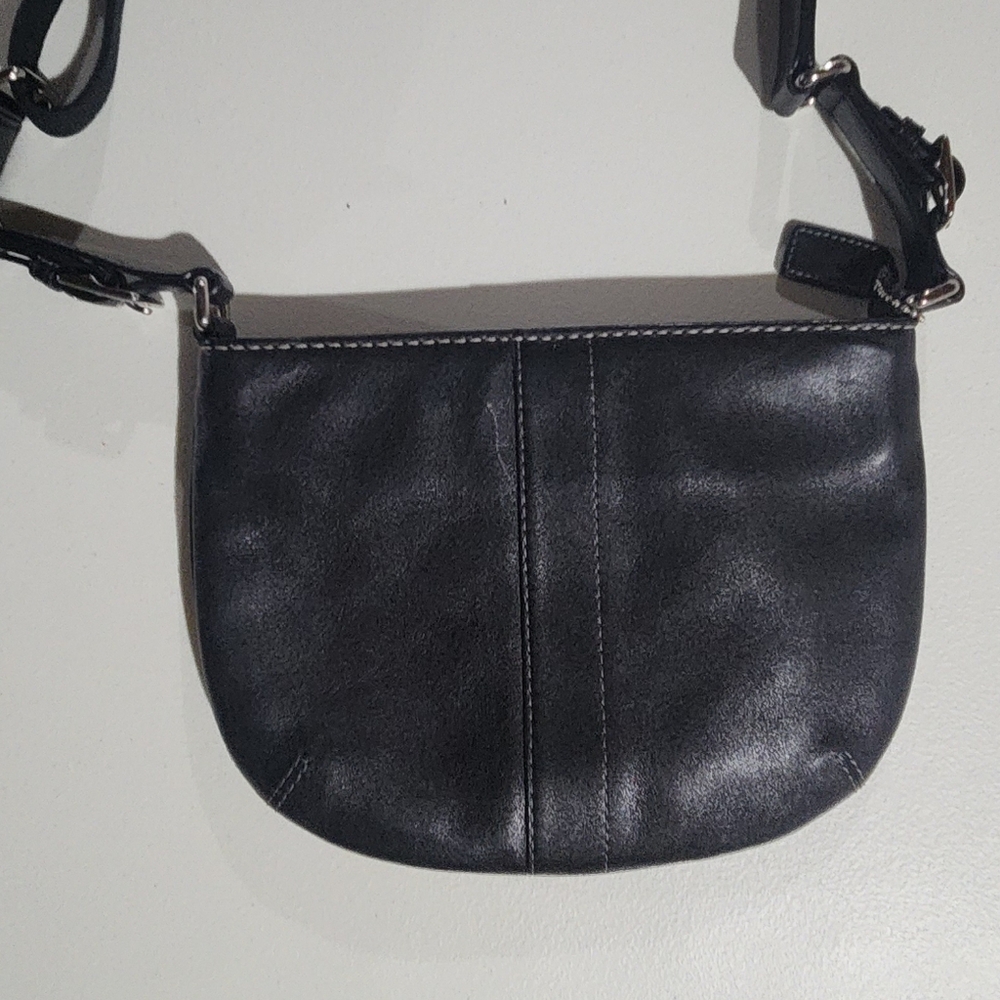 Vintage Coach Black Leather Swingpack Bag Tassel Crossbody Messenger Purse - Picture 3 of 11